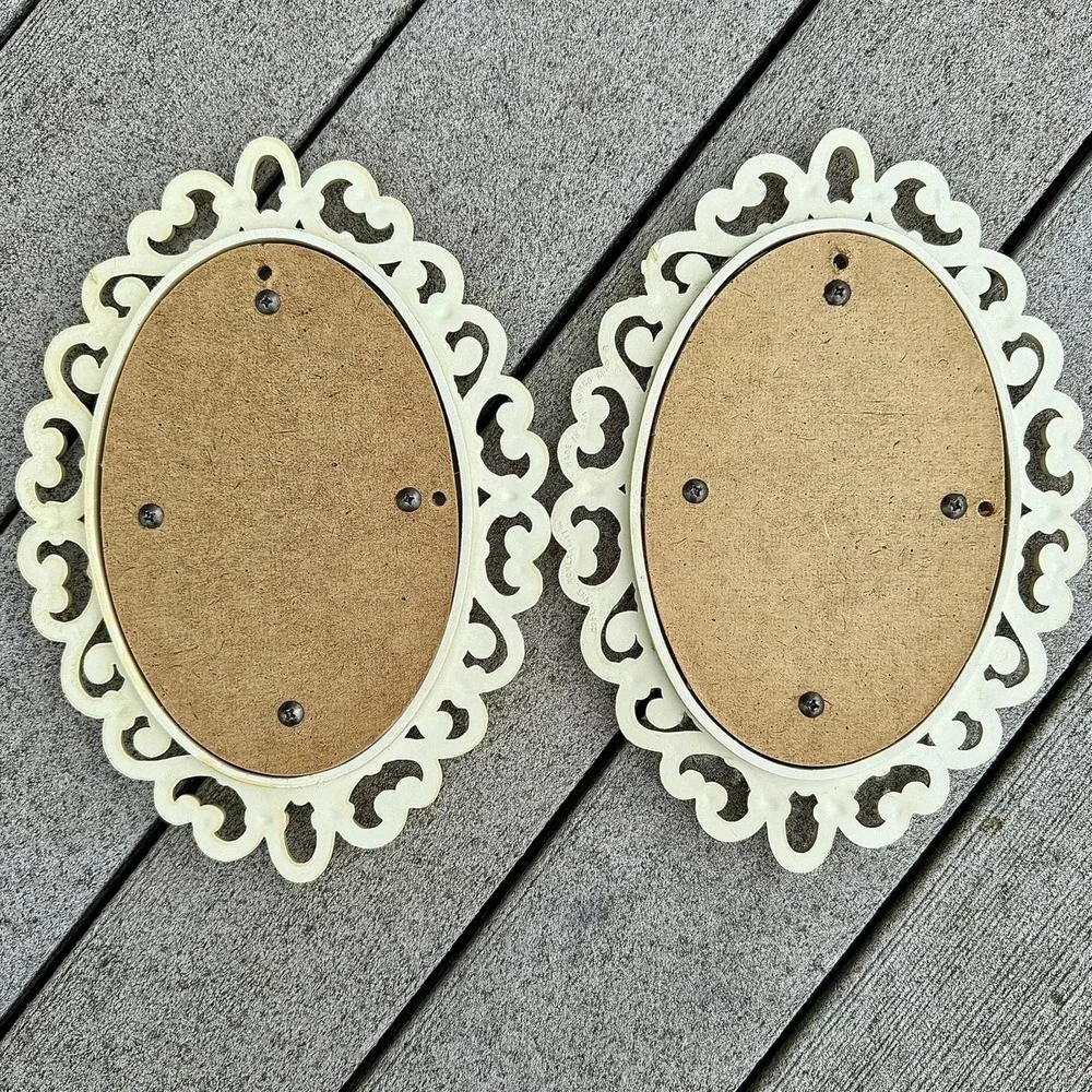 Cream Ornamental Wall Hook and Mirror Set - Decorative Floral Accents